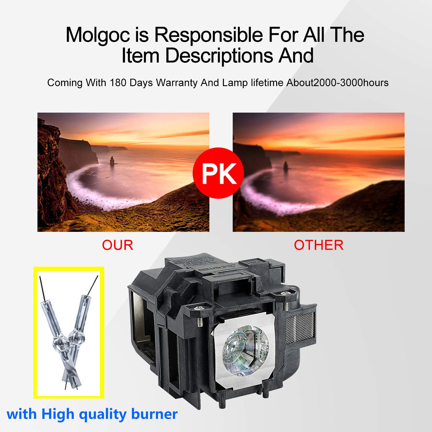 Amazon.co.jp: Molgoc エプソン ELPLP78 / V13H010L78 EH-TW490 EB-X18